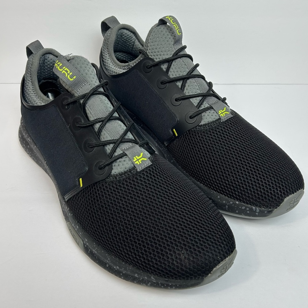 KURU Atom Cloud Jet Black Citron Athletic Sneaker Men’s 12.5